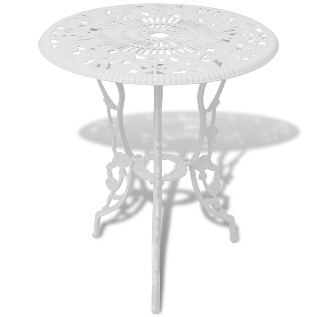 vidaXL Bistro Table And Chair White Cast Aluminium Medium Fancy — free download