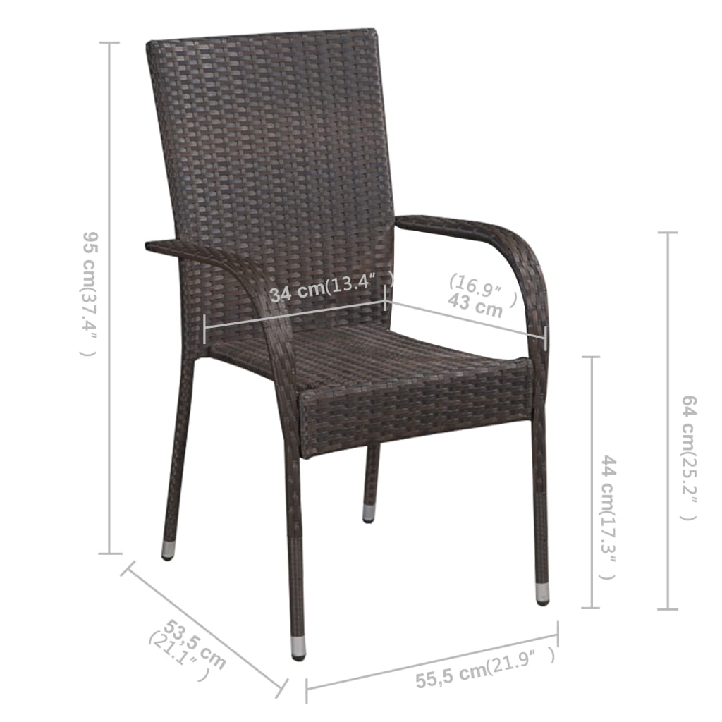 vidaXL 7 Piece Garden Dining Set Brown