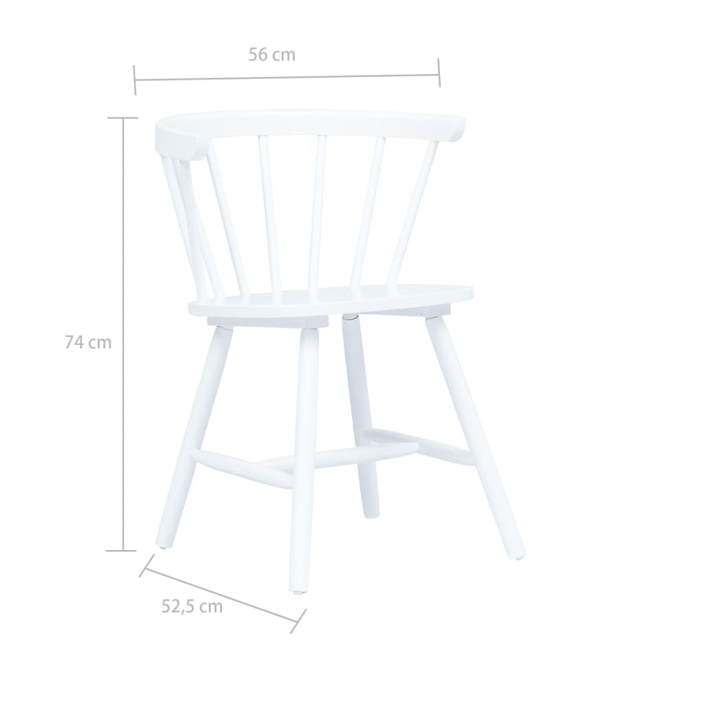 vidaXL Dining Chairs 2 pcs White Solid Rubber Wood