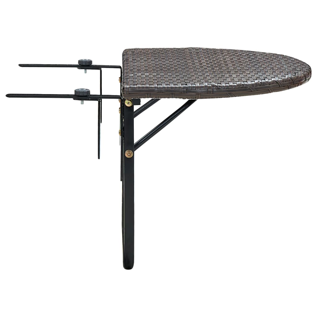 vidaXL Balcony Table Brown 60x60x40 cm Poly Rattan