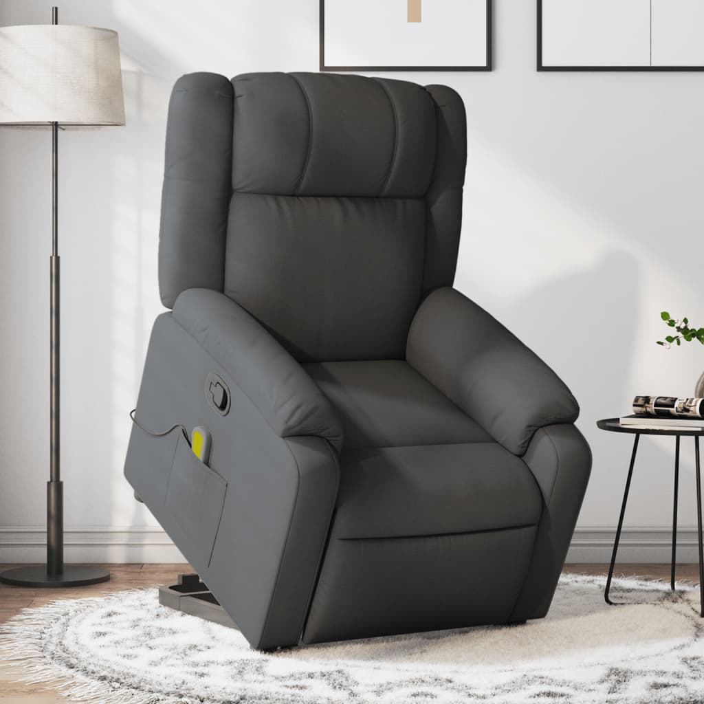 vidaXL Stand up Massage Recliner Chair Dark Grey Fabric