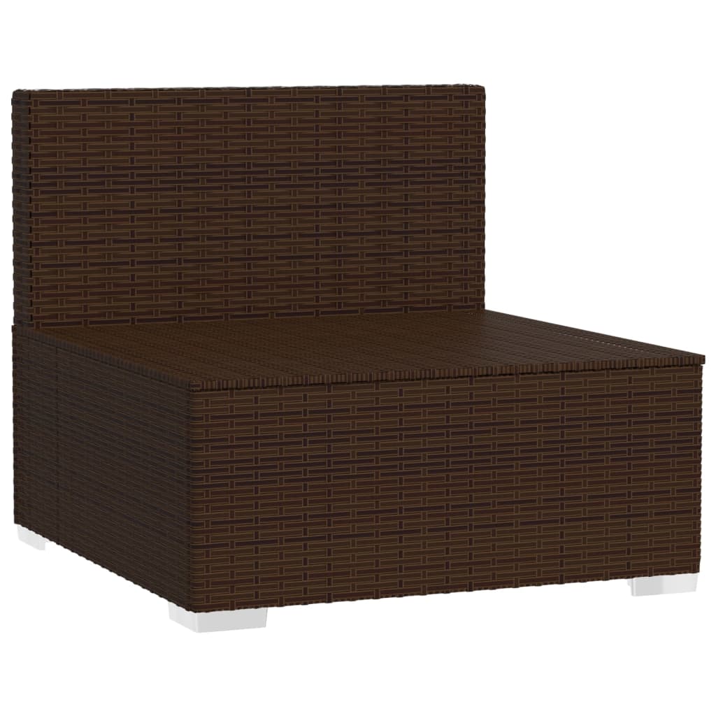 vidaXL Garden Middle Sofa with Cushions Brown Poly Rattan