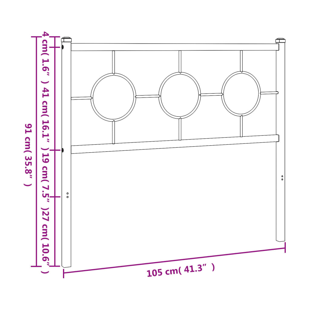 vidaXL Metal Headboard Black 100 cm