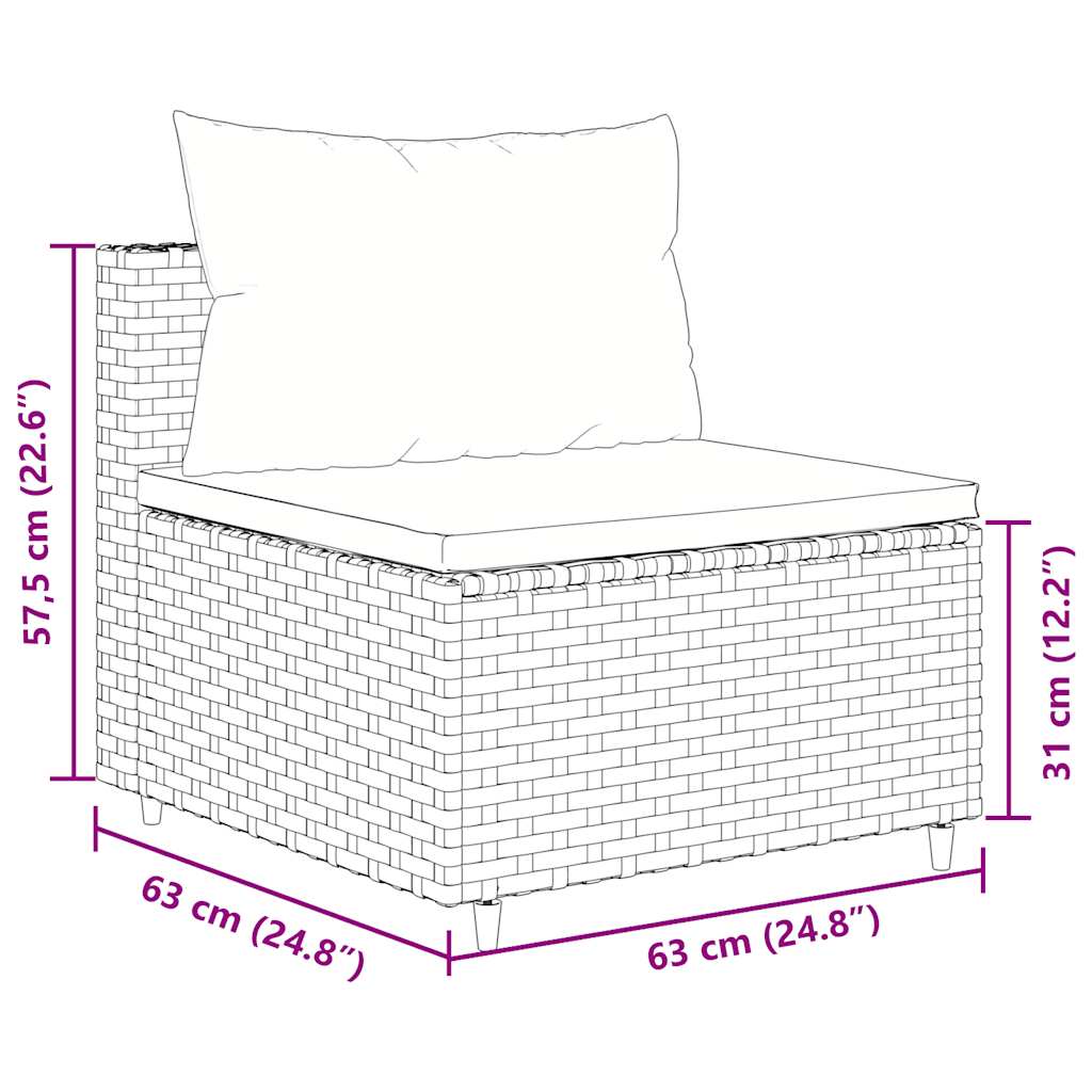 vidaXL 7 Piece Garden Lounge Set with Cushions Grey Poly Rattan