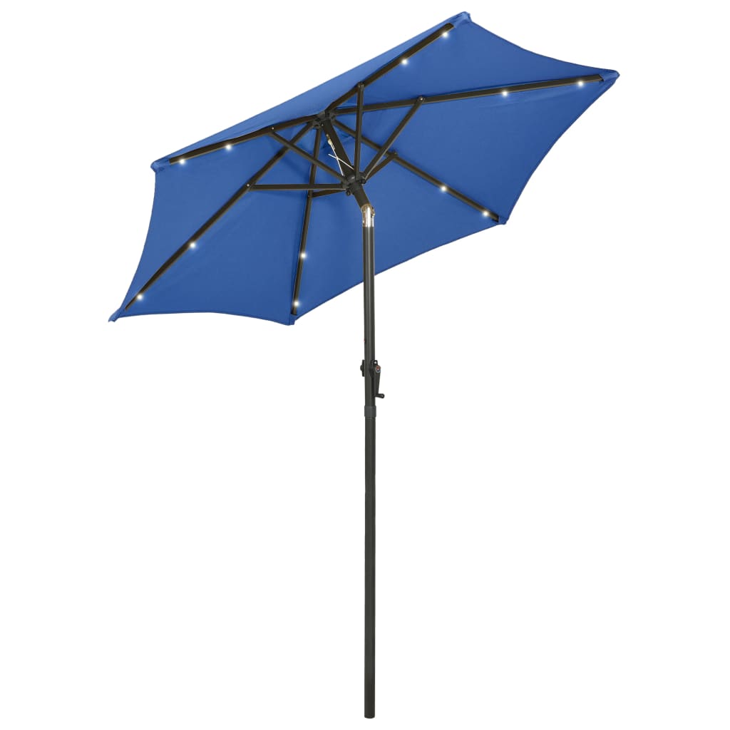 vidaXL Garden Parasol with LED Lights Azure Blue 200x211 cm Aluminium