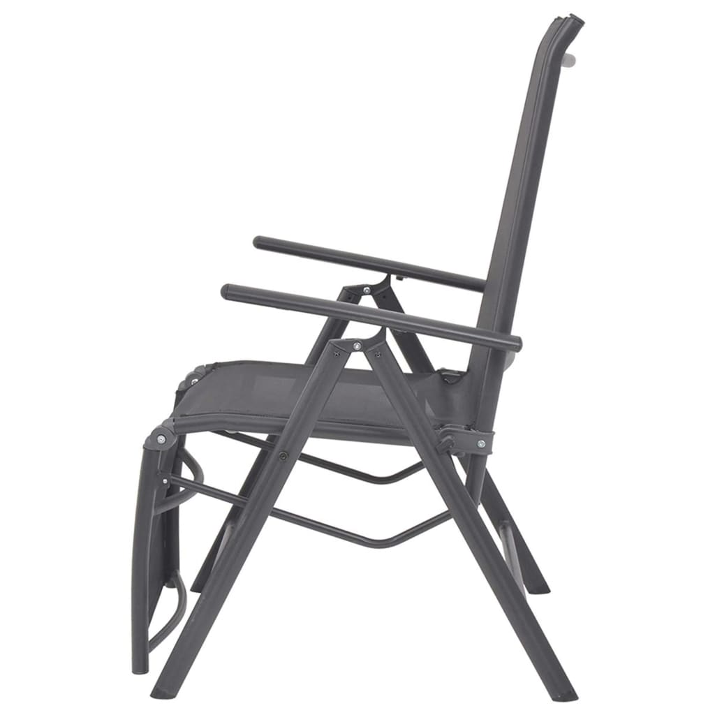 vidaXL Reclining Deck Chair Aluminium and Textilene Black