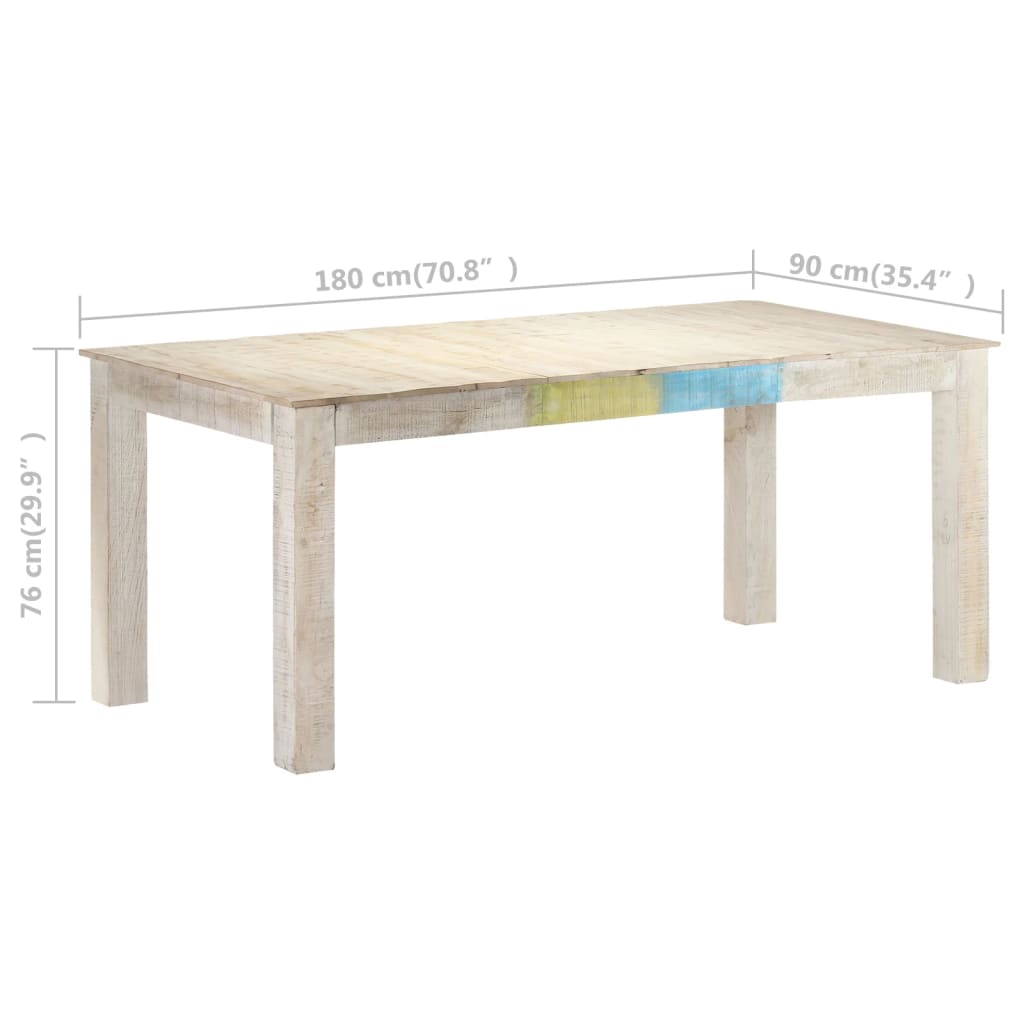 vidaXL Dining Table White 180x90x76 cm Solid Mango Wood