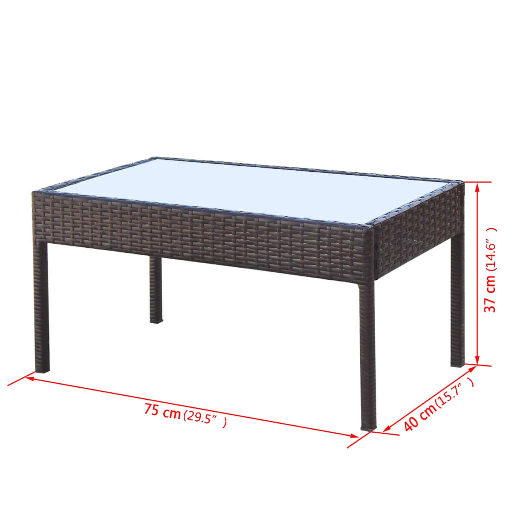 vidaXL 4 Piece Garden Lounge Set with Cushions Poly Rattan Brown