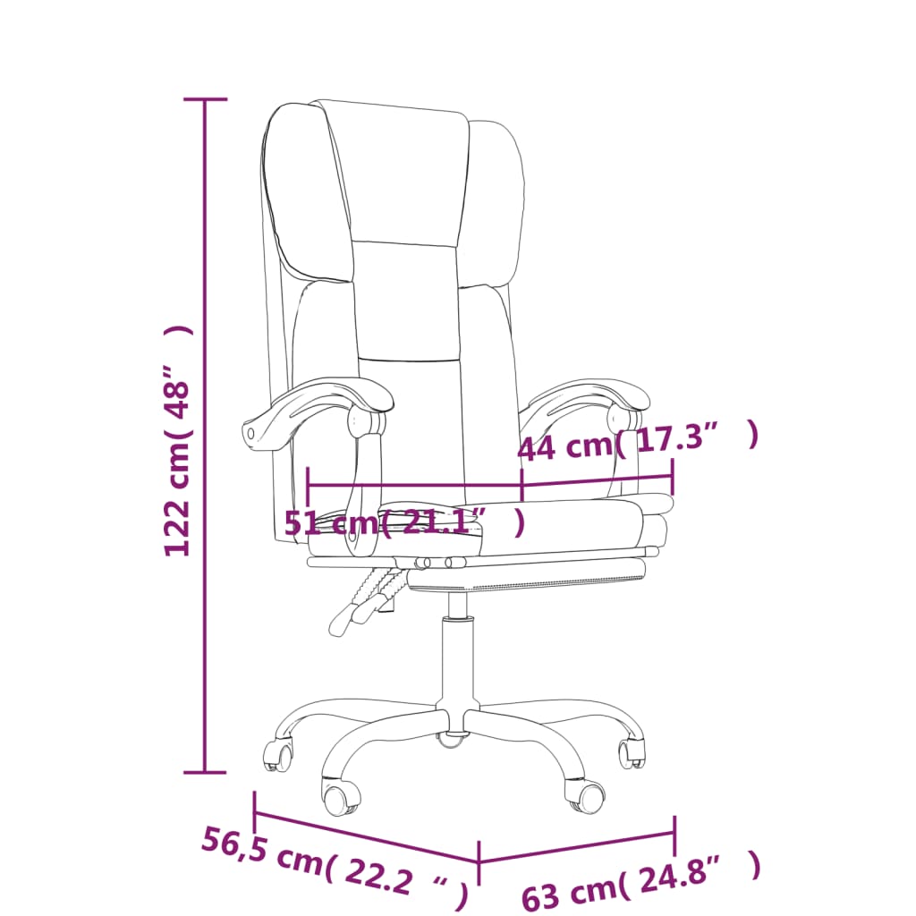vidaXL Reclining Office Chair Grey Faux Leather
