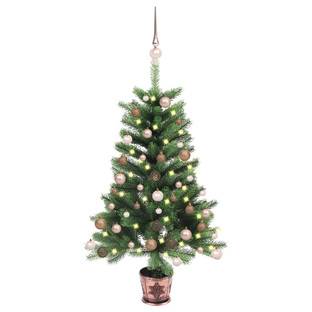 vidaXL Artificial Pre-lit Christmas Tree with Ball Set 90 cm Green