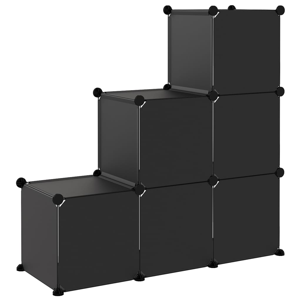 vidaXL Storage Cube Organiser with 6 Cubes Black PP