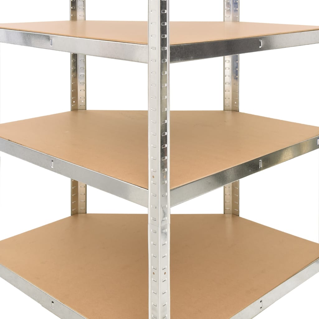 vidaXL 5-Layer Corner Shelf Silver Steel&Engineered Wood