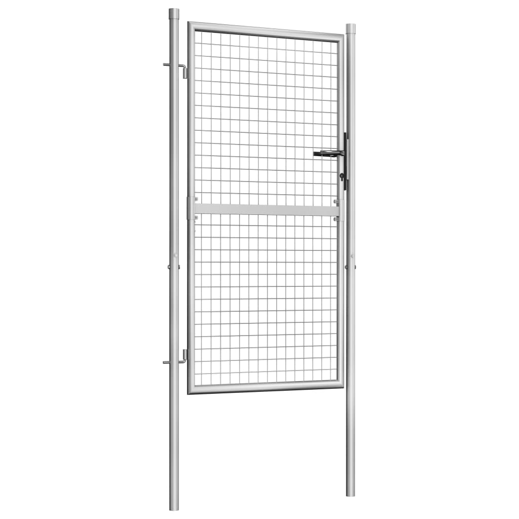 vidaXL Garden Gate Galvanised Steel 105x200 cm Silver