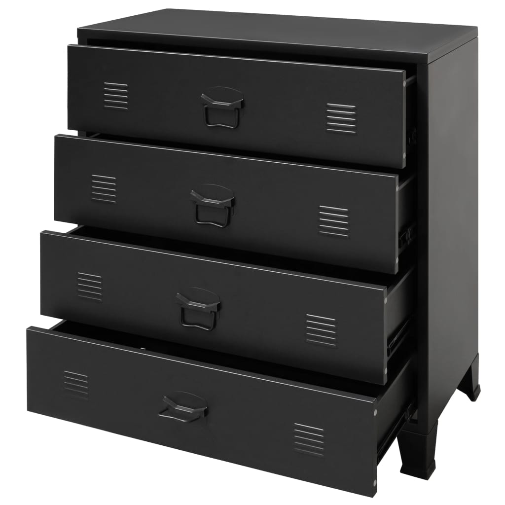 vidaXL Chest of Drawers Metal Industrial Style 78x40x93 cm Black