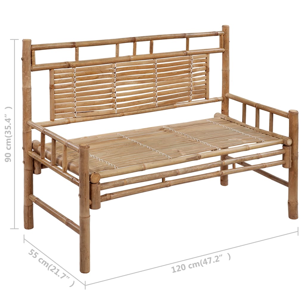 vidaXL Garden Bench with Cushion 120 cm Bamboo