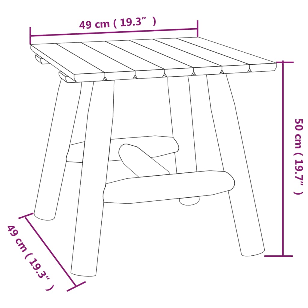 vidaXL Side Table 49x49x50 cm Solid Wood Spruce