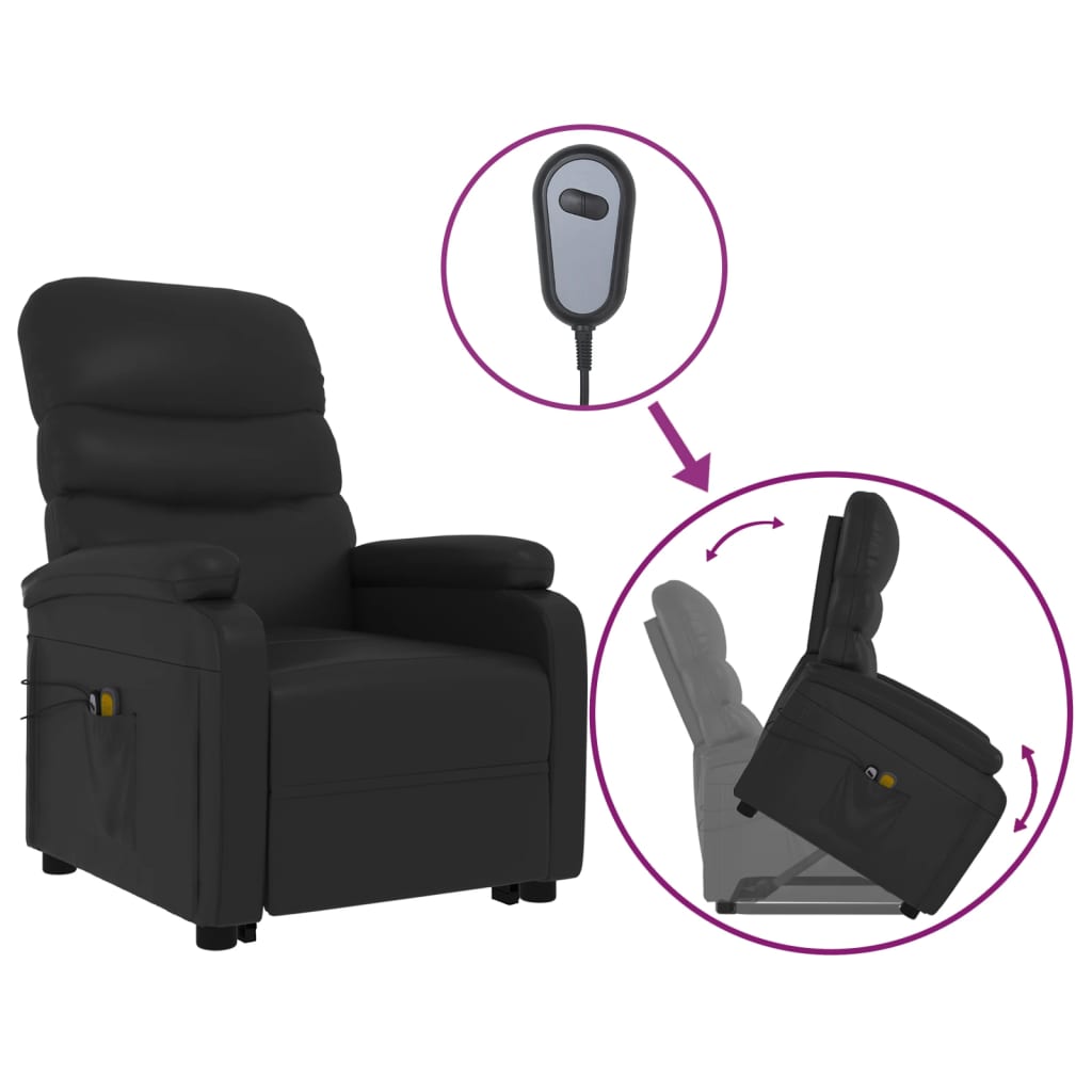 vidaXL Stand up Massage Chair Black Faux Leather