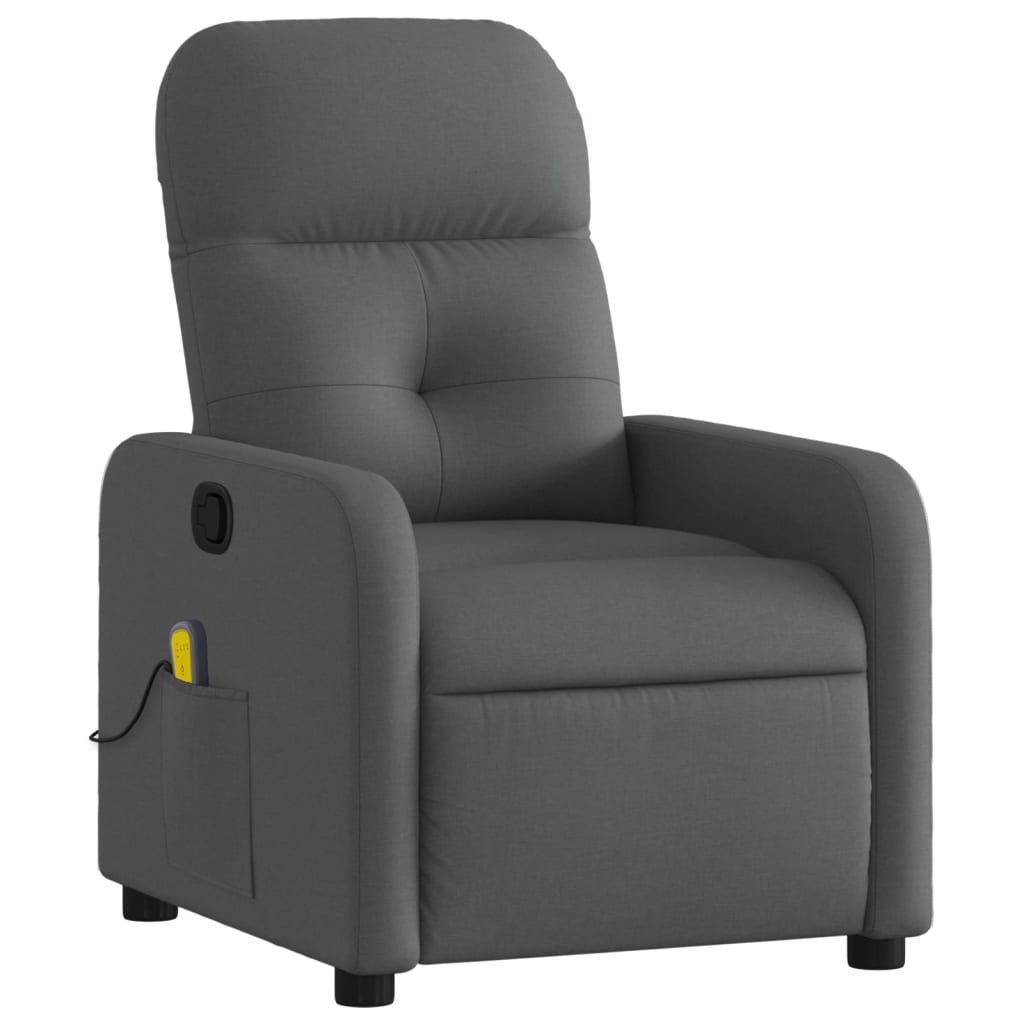 vidaXL Massage Recliner Chair Dark Grey Fabric