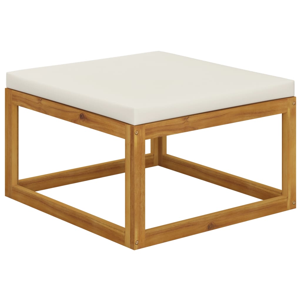 vidaXL Footrest with Cream White Cushion Solid Acacia Wood