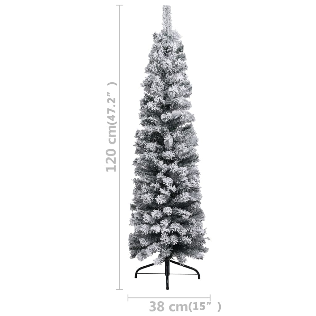 vidaXL Slim Pre-lit Christmas Tree with Ball Set&Flocked Snow Green 120cm