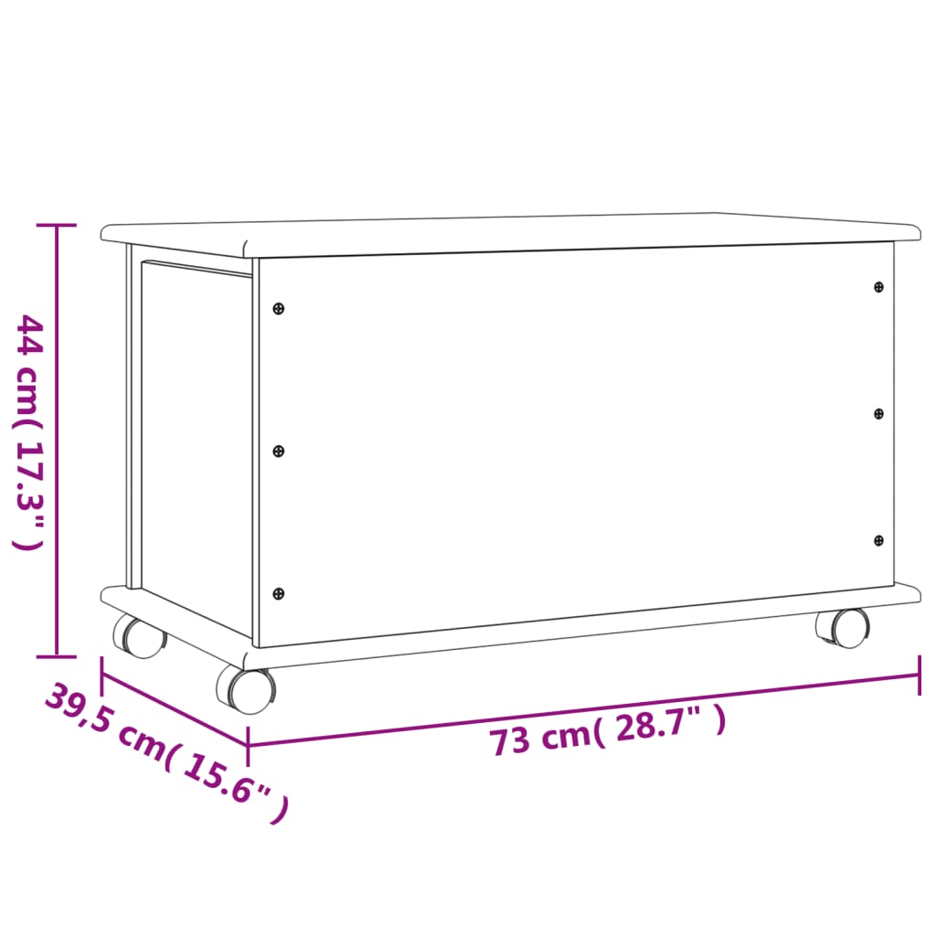 vidaXL Storage Chest with Wheels ALTA White 73x39.5x44 cm Solid Wood Pine