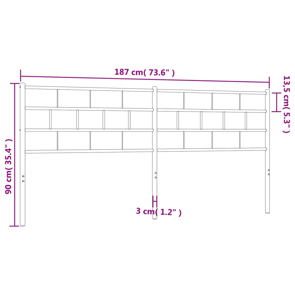 vidaXL Metal Headboard White 180 cm