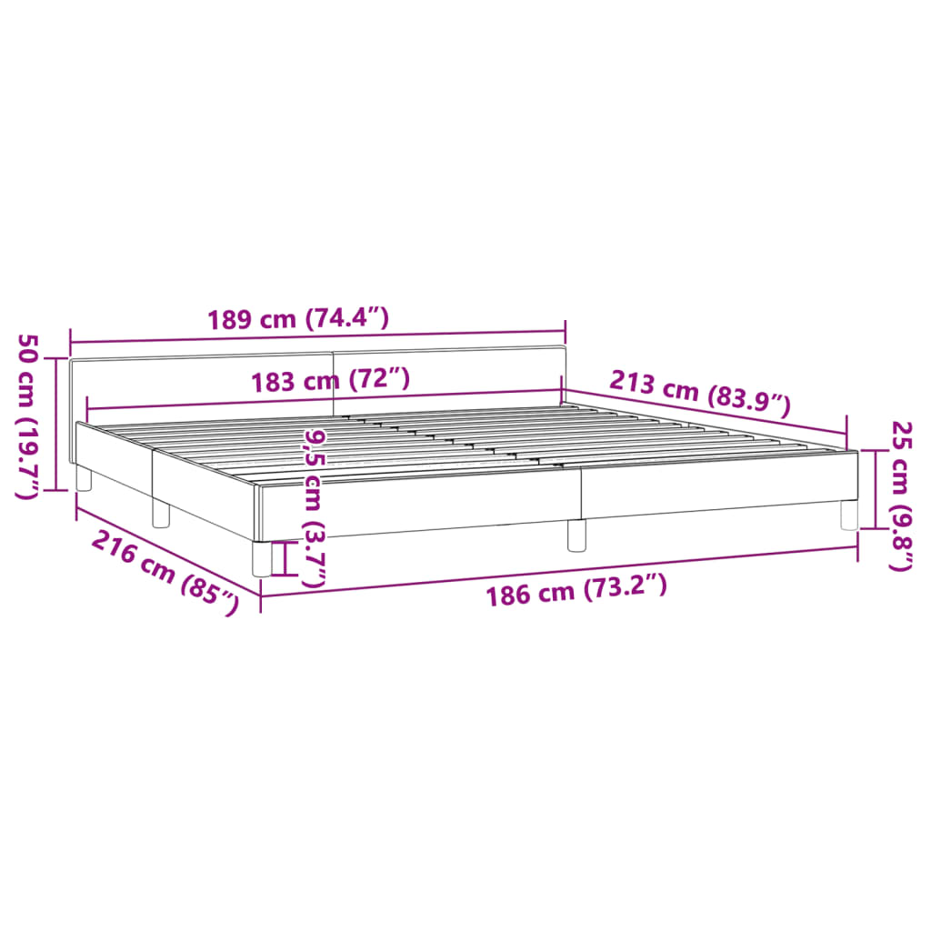 vidaXL Bed Frame without Mattress Black California King Faux Leather