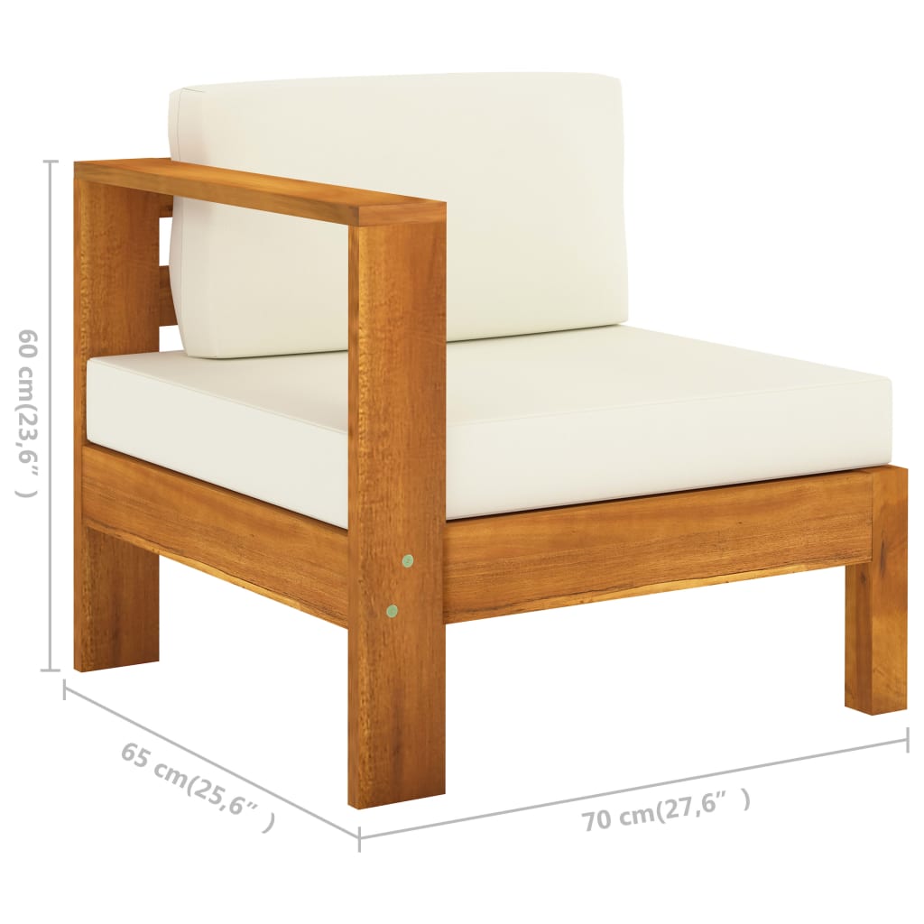 vidaXL 4-Seater Garden Sofa with Cream White Cushions Solid Acacia Wood