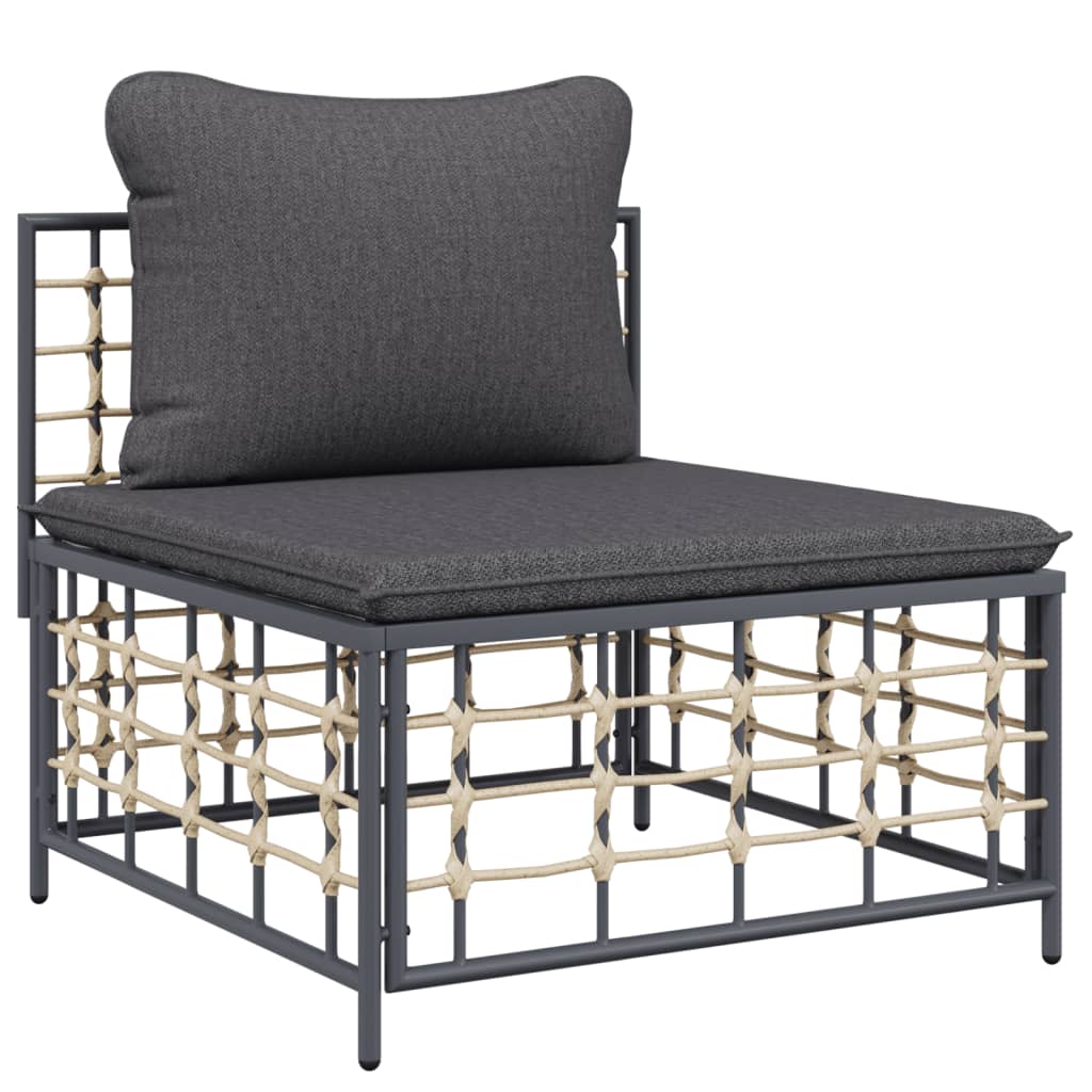 vidaXL 7 Piece Garden Lounge Set with Cushions Anthracite Poly Rattan