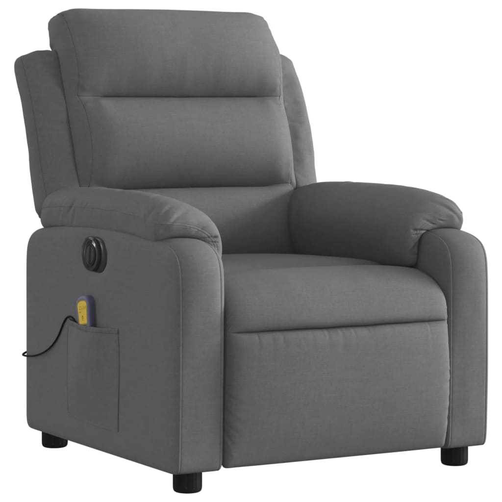 vidaXL Electric Massage Recliner Chair Dark Grey Fabric