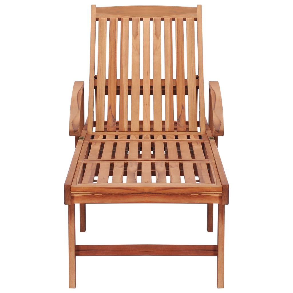 vidaXL Sun Lounger with Anthracite Cushion Solid Teak Wood