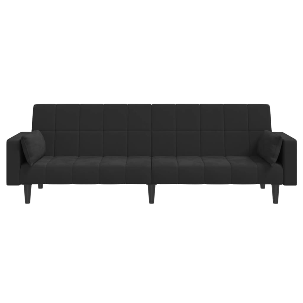 vidaXL 2-Seater Sofa Bed with Two Pillows Black Velvet