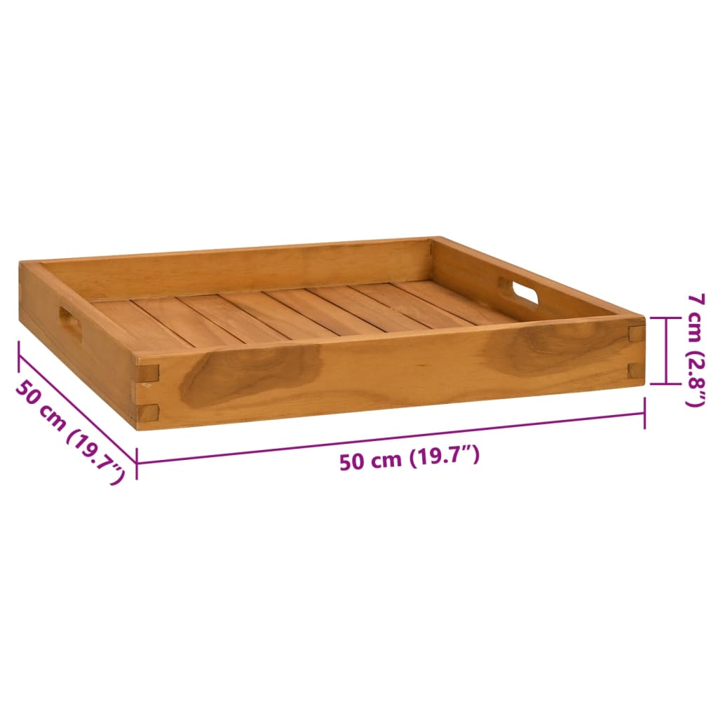 vidaXL Serving Tray 50x50 cm Solid Teak Wood