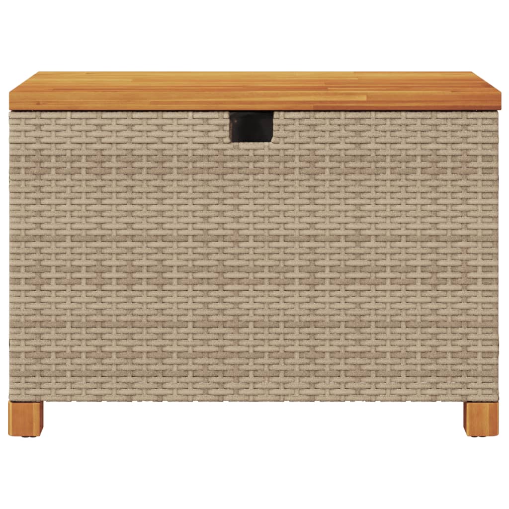 vidaXL Garden Storage Box Beige 80x40x48 cm Poly Rattan Acacia Wood