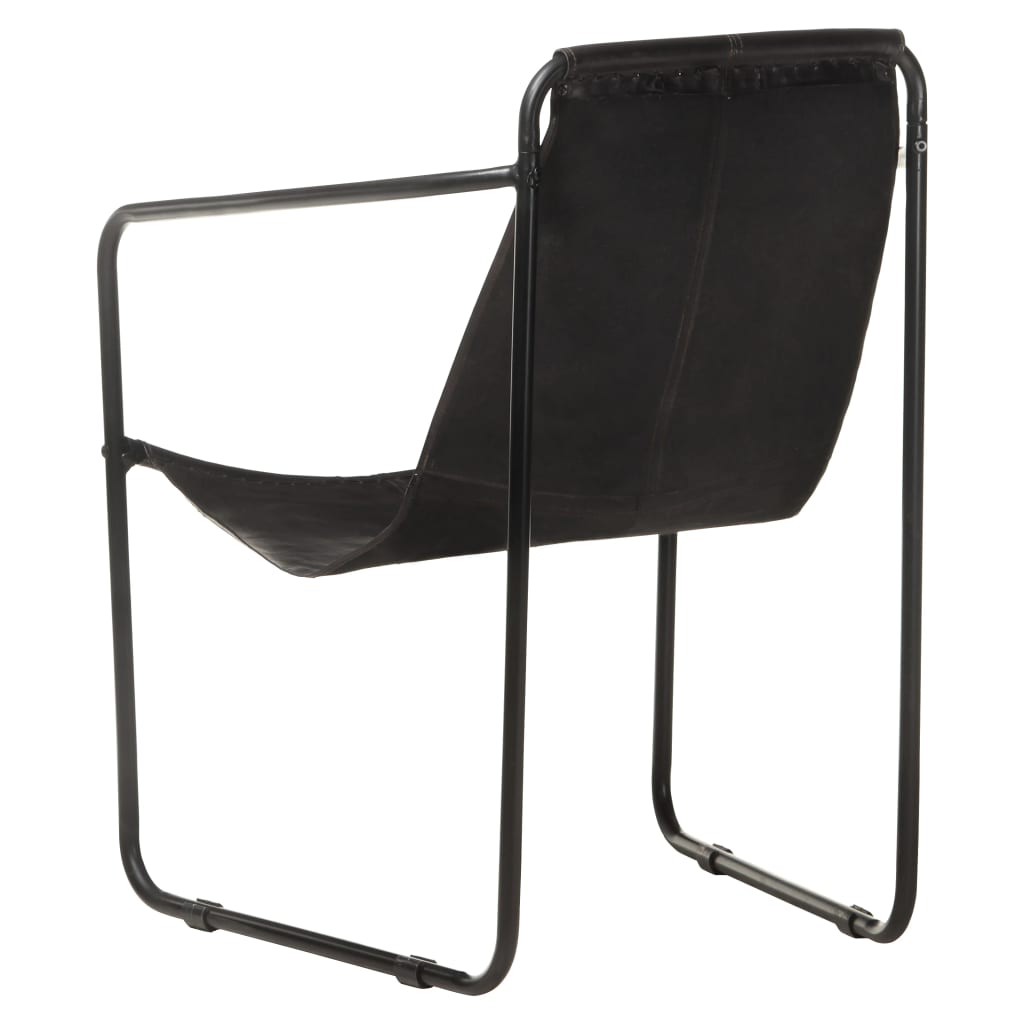 vidaXL Relaxing Armchair Black Real Leather