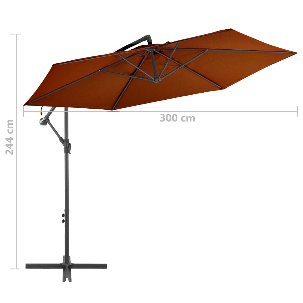 vidaXL Cantilever Garden Parasol with Aluminium Pole Terracotta 300 cm