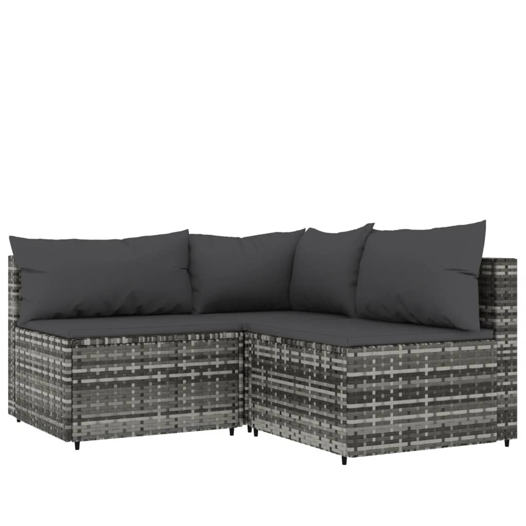 vidaXL 4 Piece Garden Lounge Set with Cushions Grey Poly Rattan