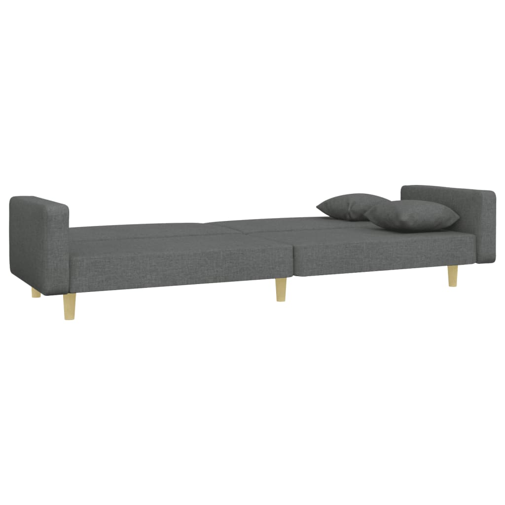 vidaXL 2-Seater Sofa Bed with Footstool Dark Grey Fabric