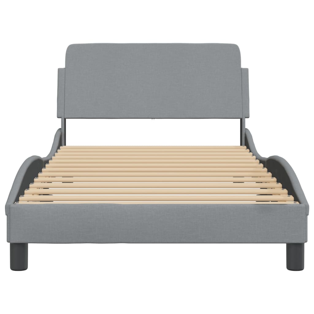 vidaXL Bed Frame with Headboard Light Grey 100x190 cm Fabric