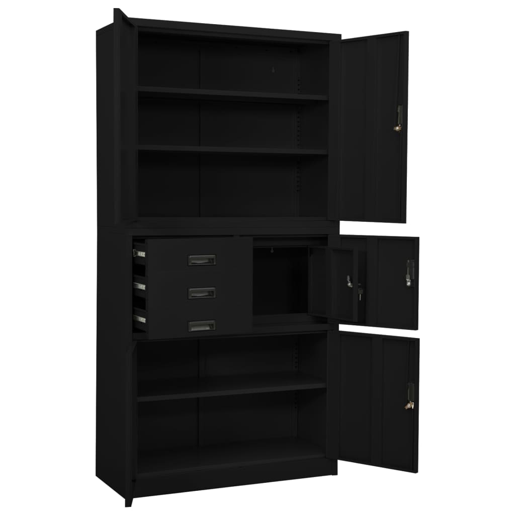 vidaXL Office Cabinet Black 90x40x180 cm Steel