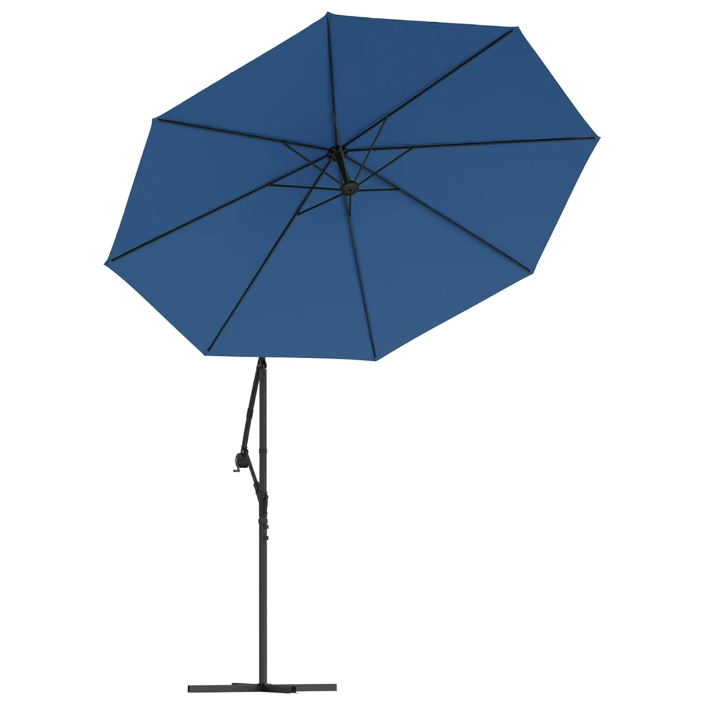 vidaXL Cantilever Garden Parasol with LED Lights and Steel Pole 300 cm Azure