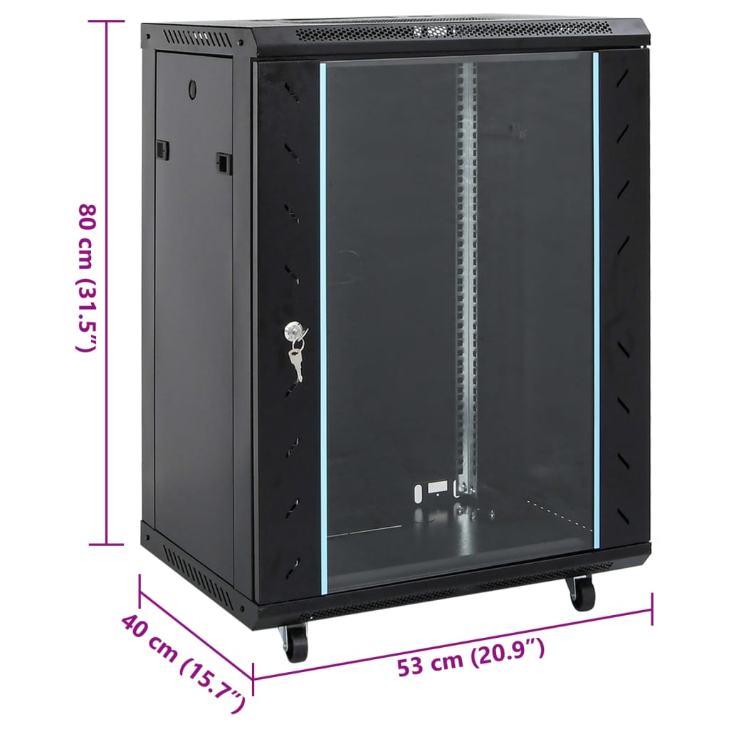 vidaXL 15U Network Cabinet with Swivel Feet 19" IP20 53x40x80 cm