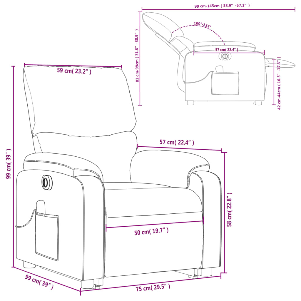 vidaXL Electric Stand up Massage Recliner Chair Light Grey Fabric