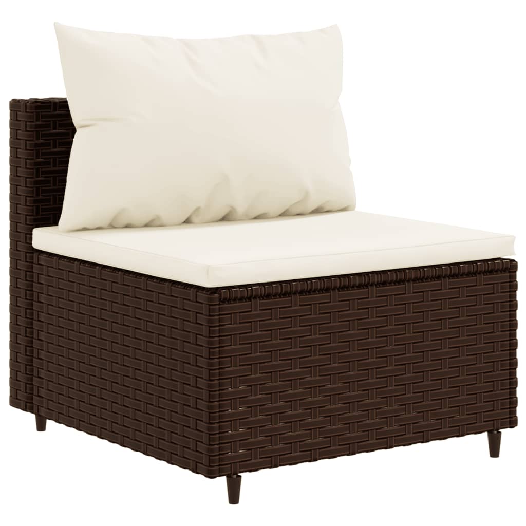 vidaXL 5 Piece Garden Lounge Set with Cushions Brown Poly Rattan