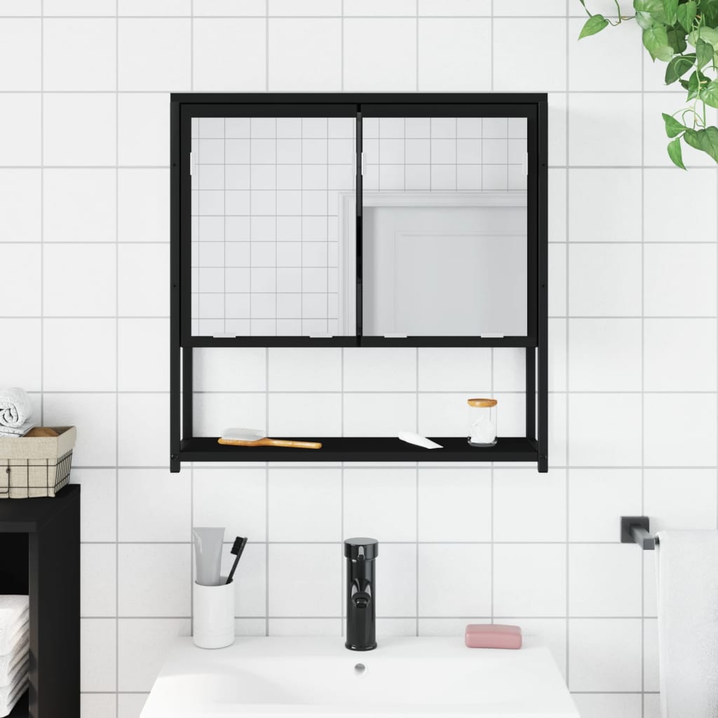 vidaXL Bathroom Mirror Cabinet Black 60x16x60 cm Engineered Wood