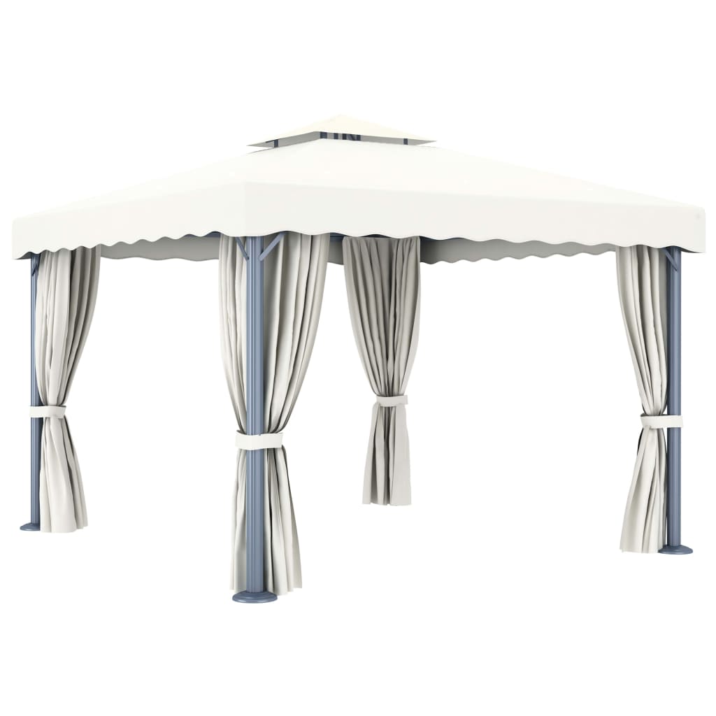 vidaXL Gazebo with Curtain 3x3 m Cream White Aluminium