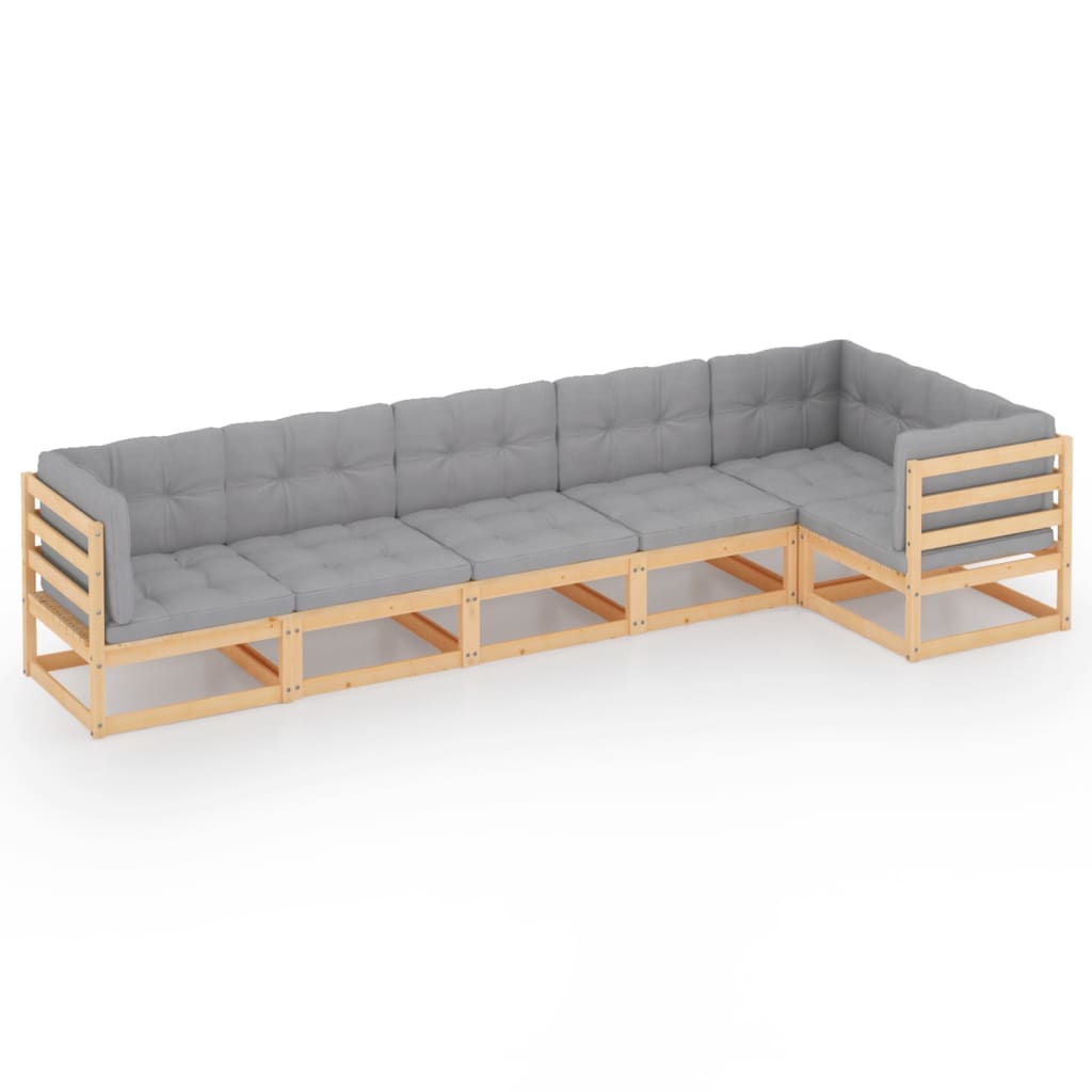 vidaXL 6 Piece Garden Lounge Set with Cushions Solid Pinewood