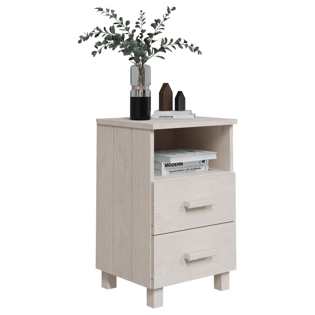 vidaXL Bedside Cabinet HAMAR White 40x35x62 cm Solid Wood Pine