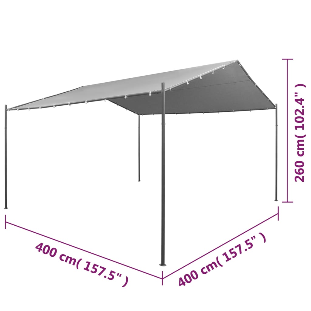 vidaXL Garden Gazebo Steel 400x400x260 cm Anthracite