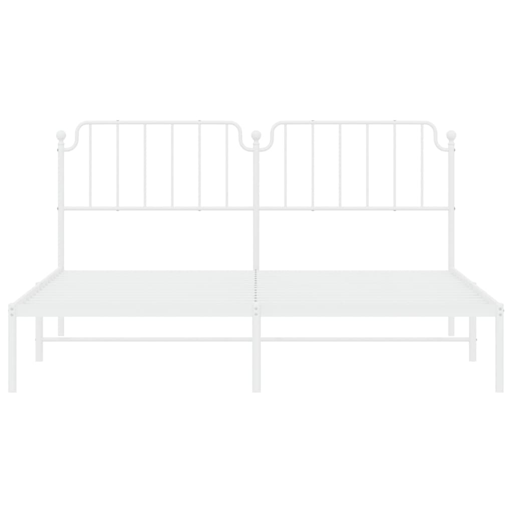 vidaXL Metal Bed Frame with Headboard White 183x213 cm